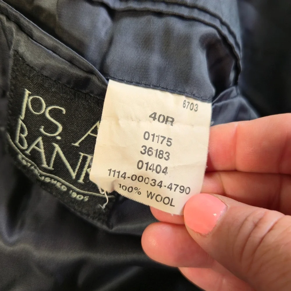 Jos. A. Bank Blazer Mens 40R Charcoal Gray Pinstripe 100% Wool 2-Button Coat